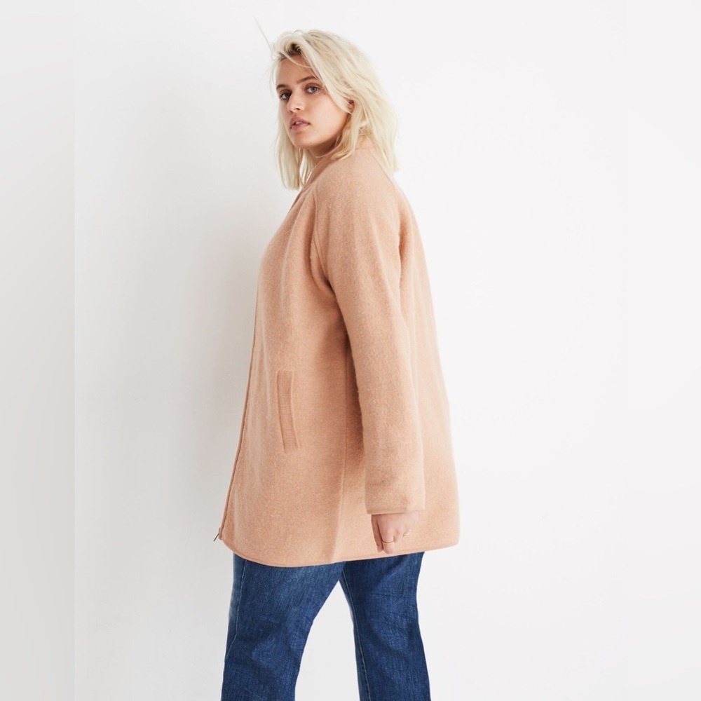 Madewell Bomber-Sweater-Jacket in Bright Apricot, Size Extra Large (XL) - Picture 11 of 11